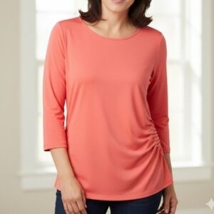 Russell Kemp Coral Ruched Blouse Size XL
